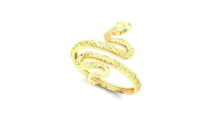 Gold Snake Ring Emerald Eyes Jewelry Rings Printable 3D print model