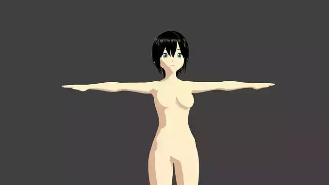 T pose rigged model - Sarashina Ruka anime girl 3D model