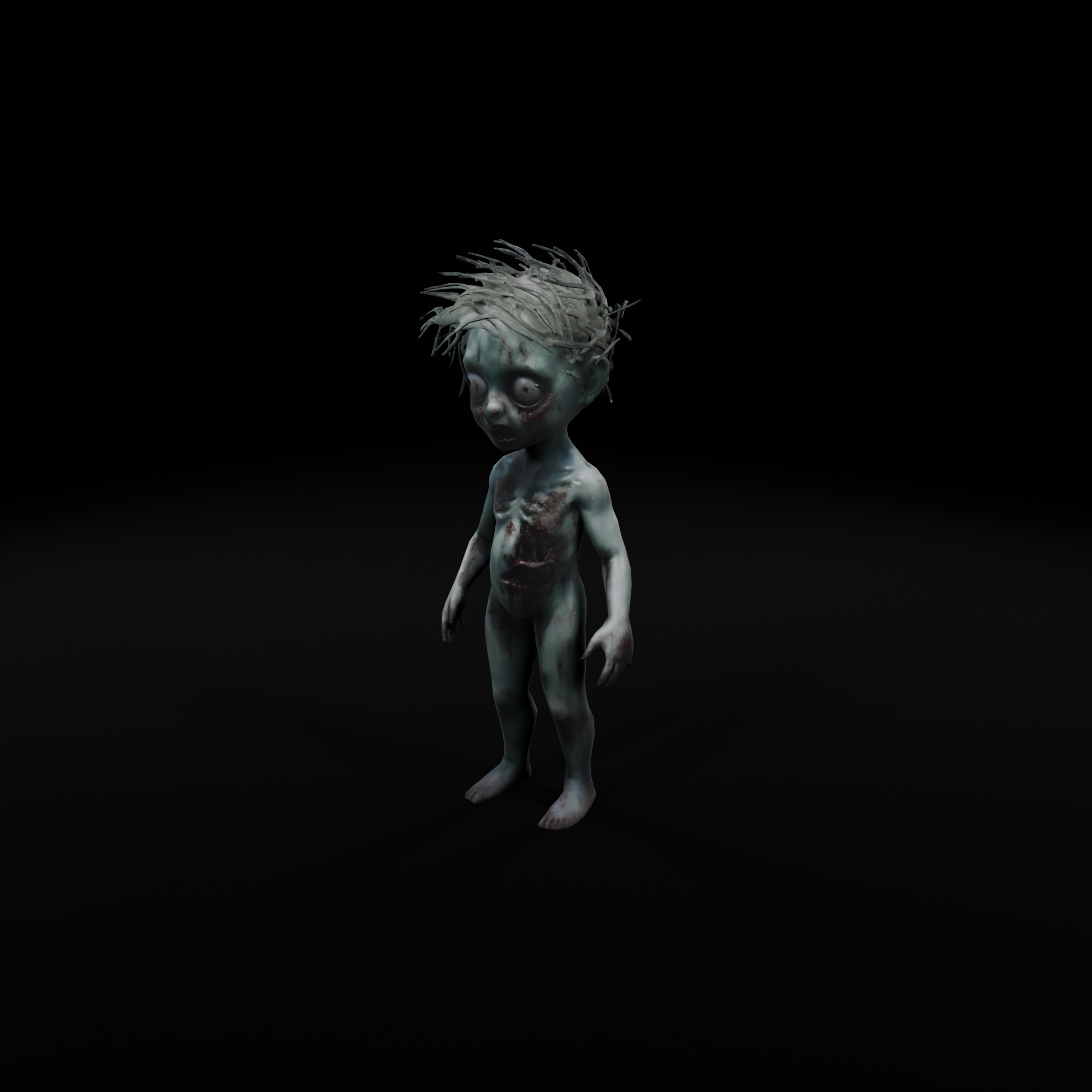 Realistic Zombie Child Rigged Animated Low-poly 3D model_1