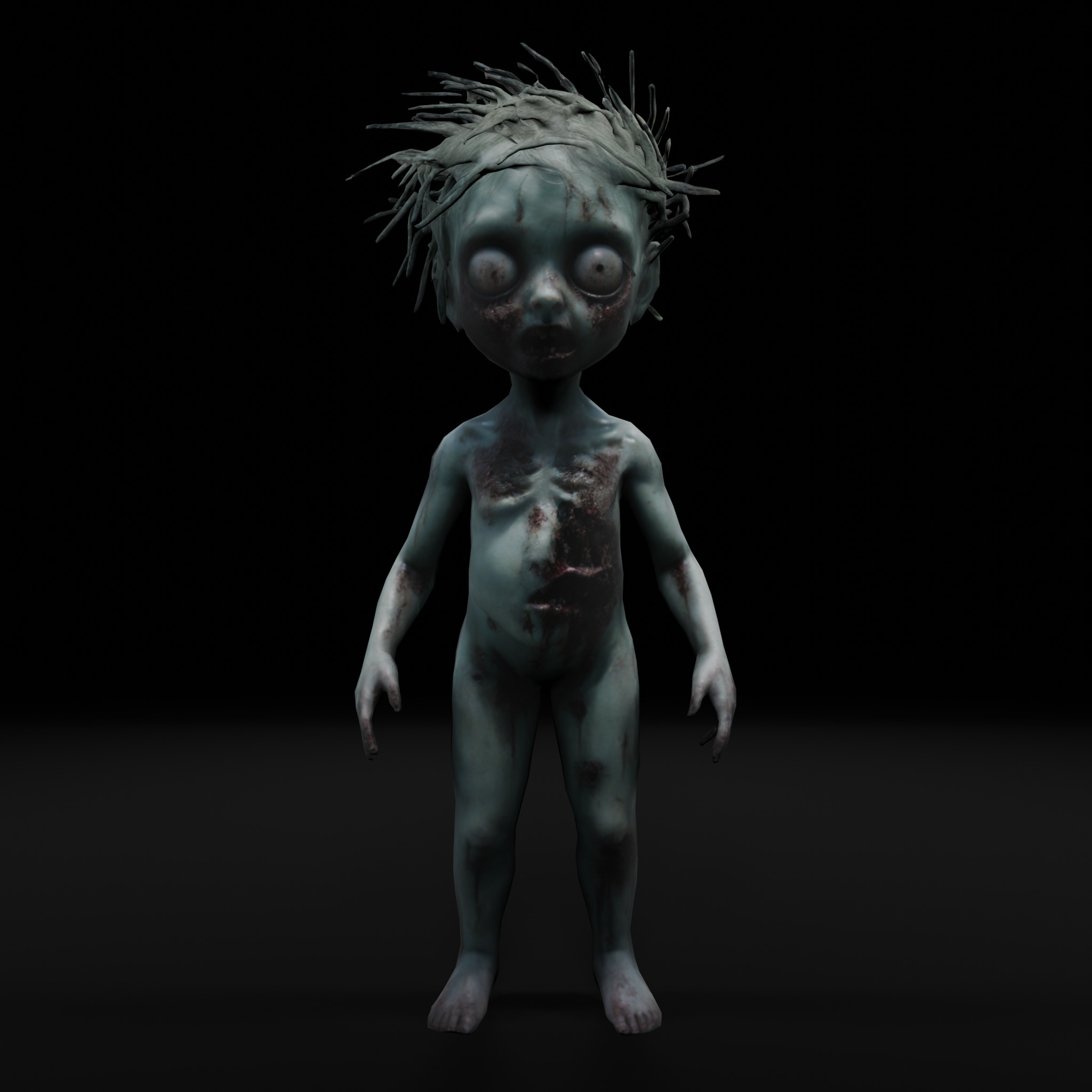 Realistic Zombie Child Rigged Animated Low-poly 3D model_3