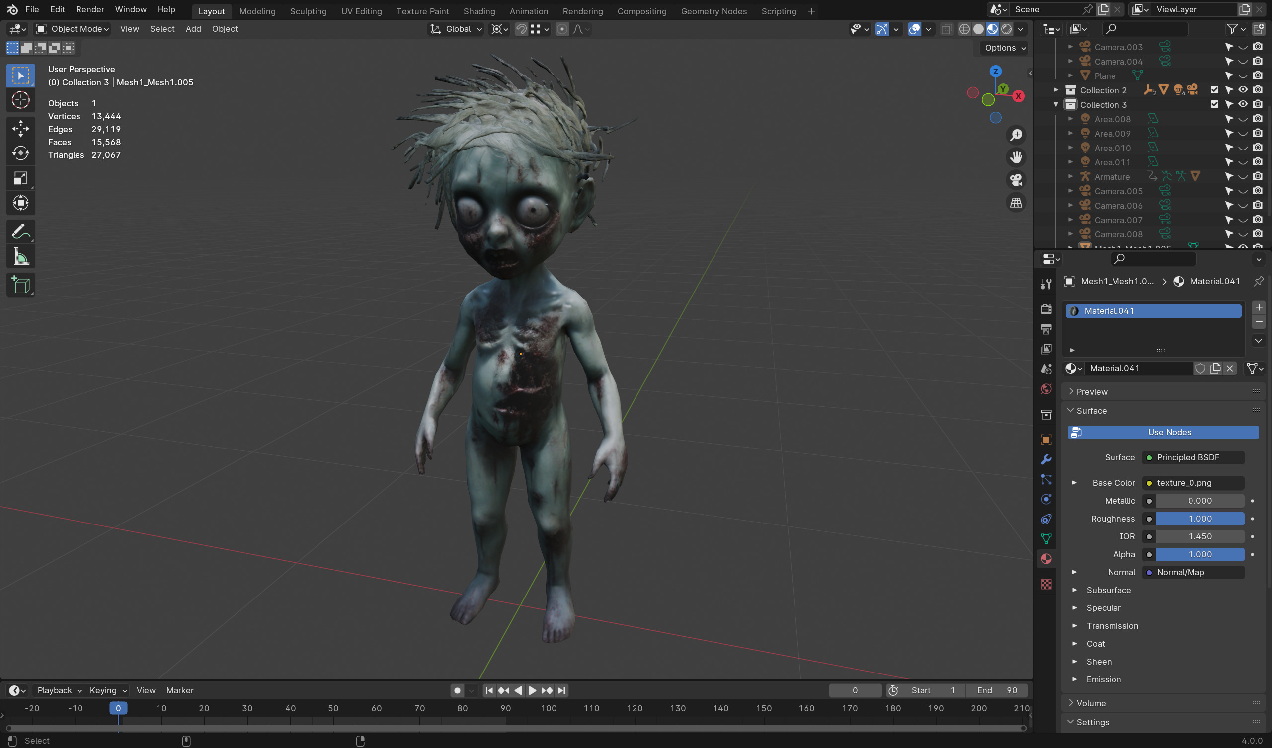 Realistic Zombie Child Rigged Animated Low-poly 3D model_4