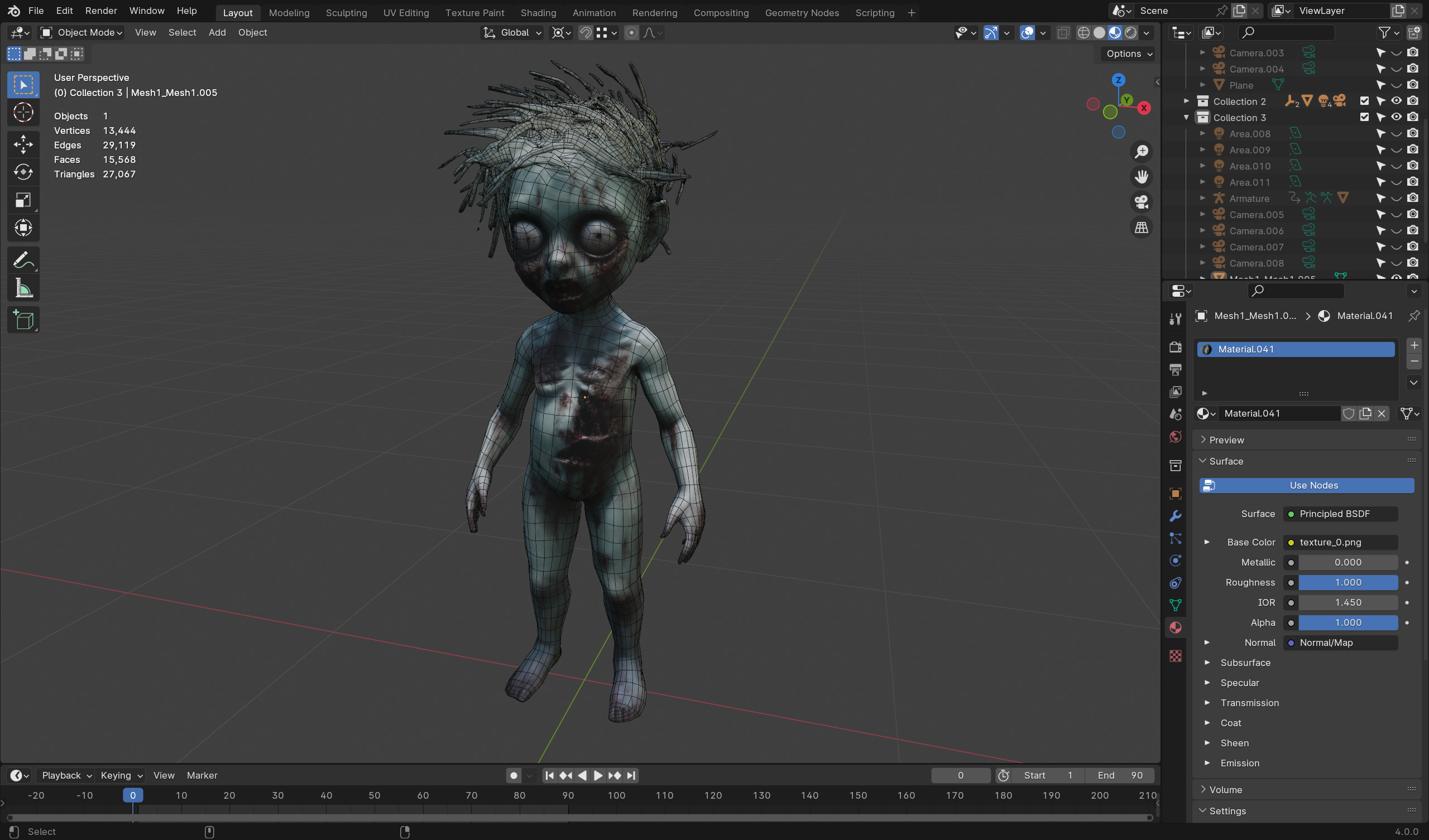 Realistic Zombie Child Rigged Animated Low-poly 3D model_5