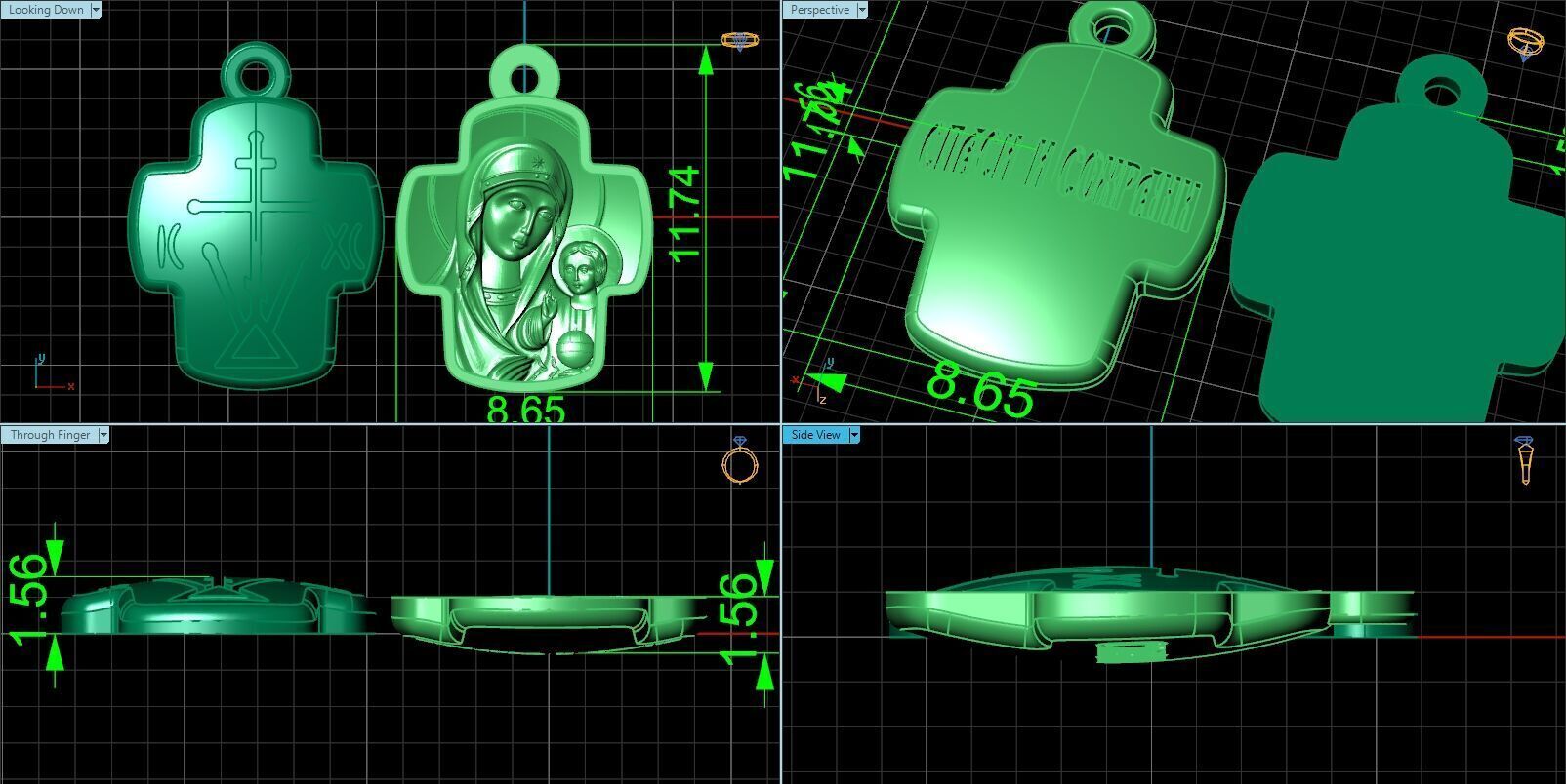 Double cross Mother of God Icon Pendan 1509 3D print model_4