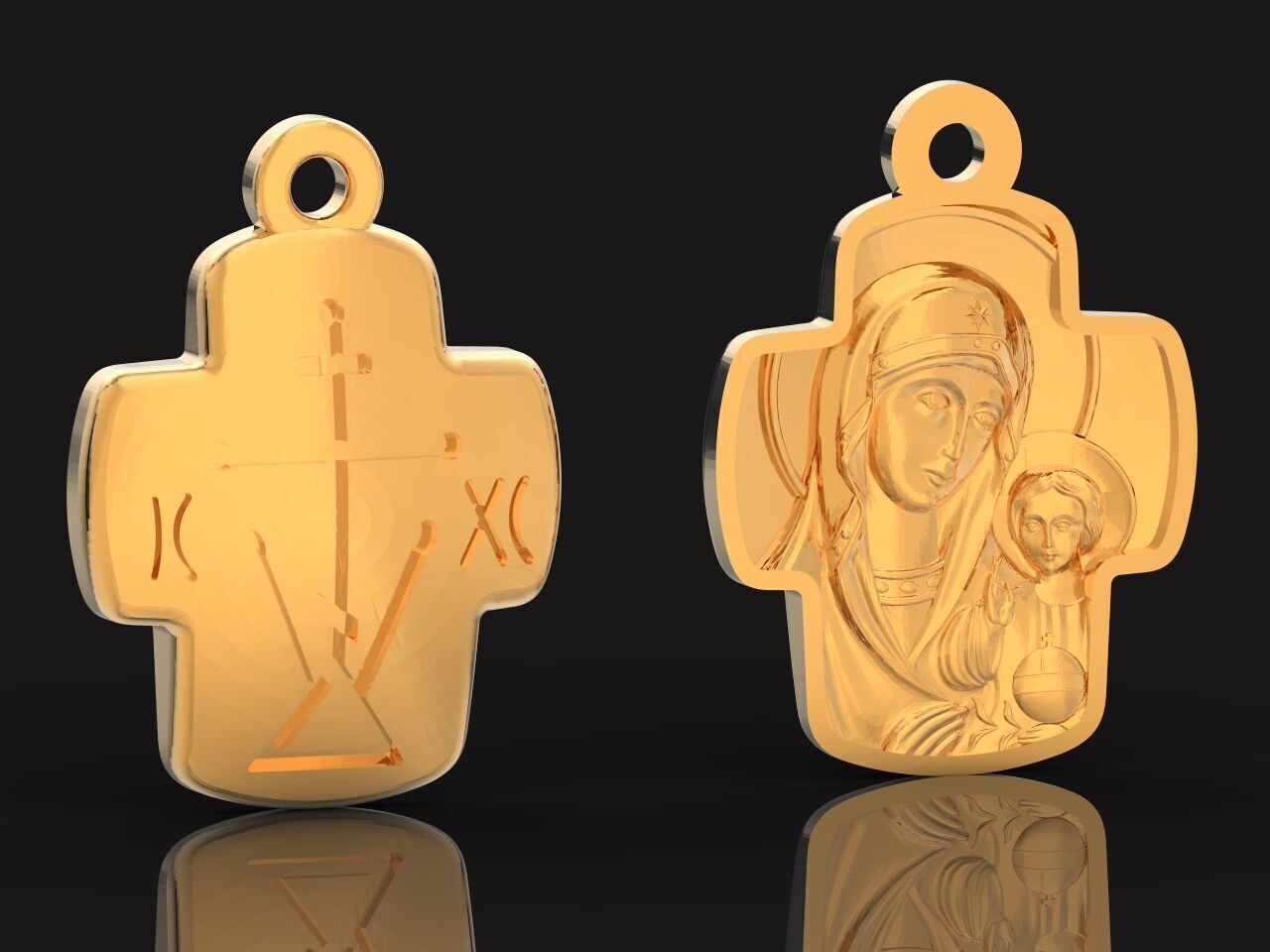 Double cross Mother of God Icon Pendan 1509 3D print model_37