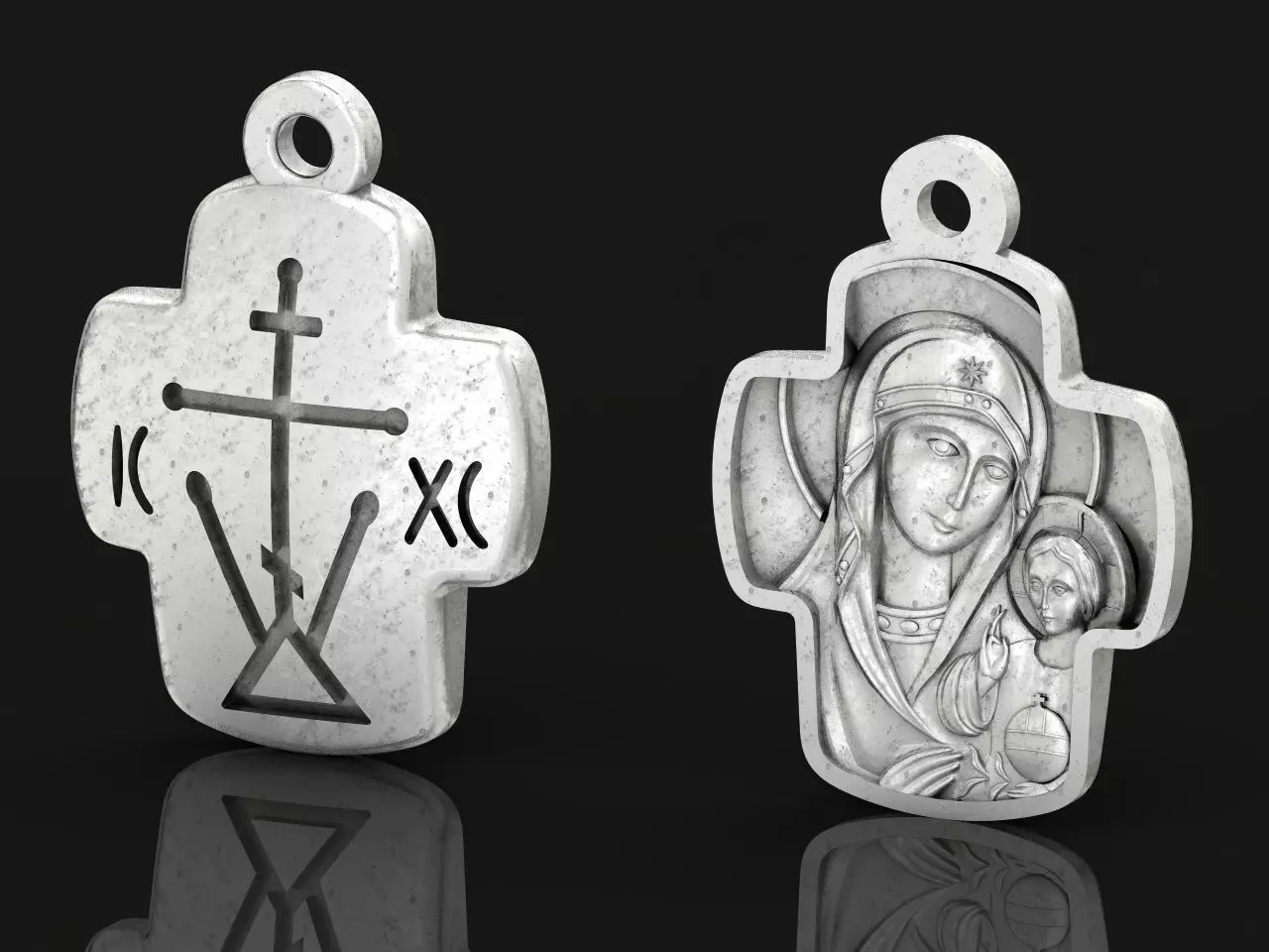 Double cross Mother of God Icon Pendan 1509 3D print model_0