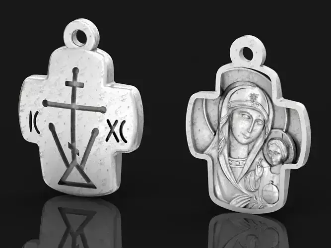 Double cross Mother of God Icon Pendan 1509 3D print model