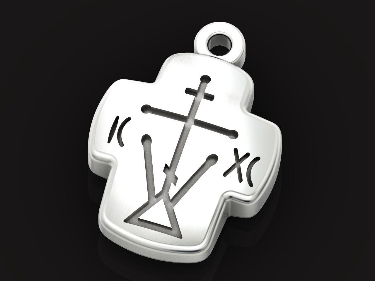 Double cross Mother of God Icon Pendan 1509 3D print model_12
