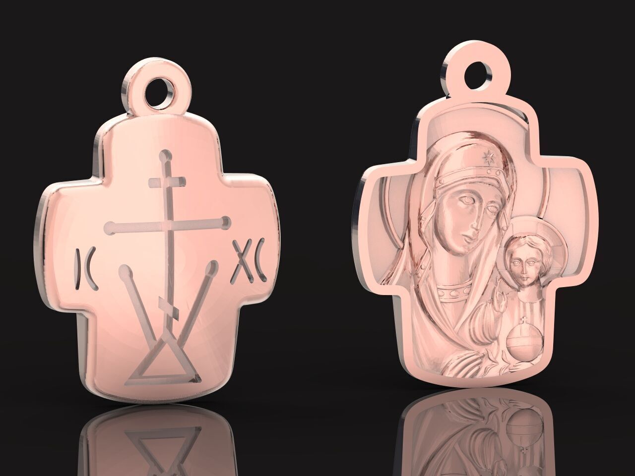 Double cross Mother of God Icon Pendan 1509 3D print model_32