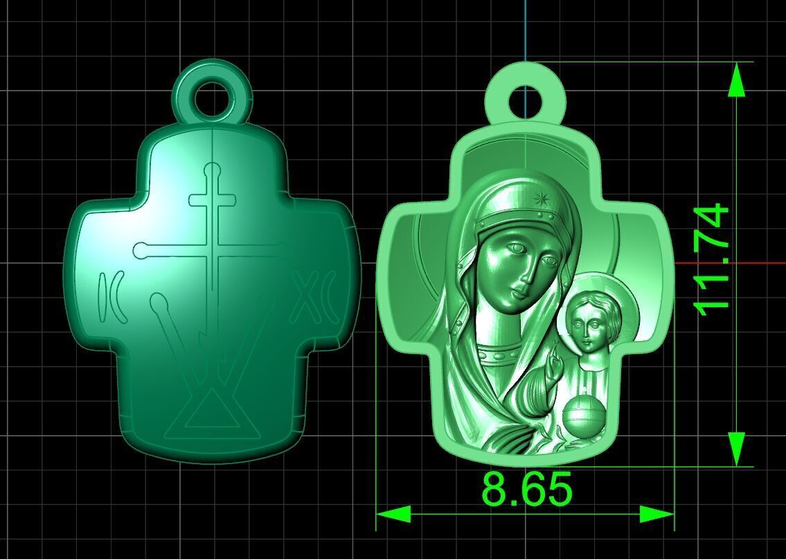 Double cross Mother of God Icon Pendan 1509 3D print model_7