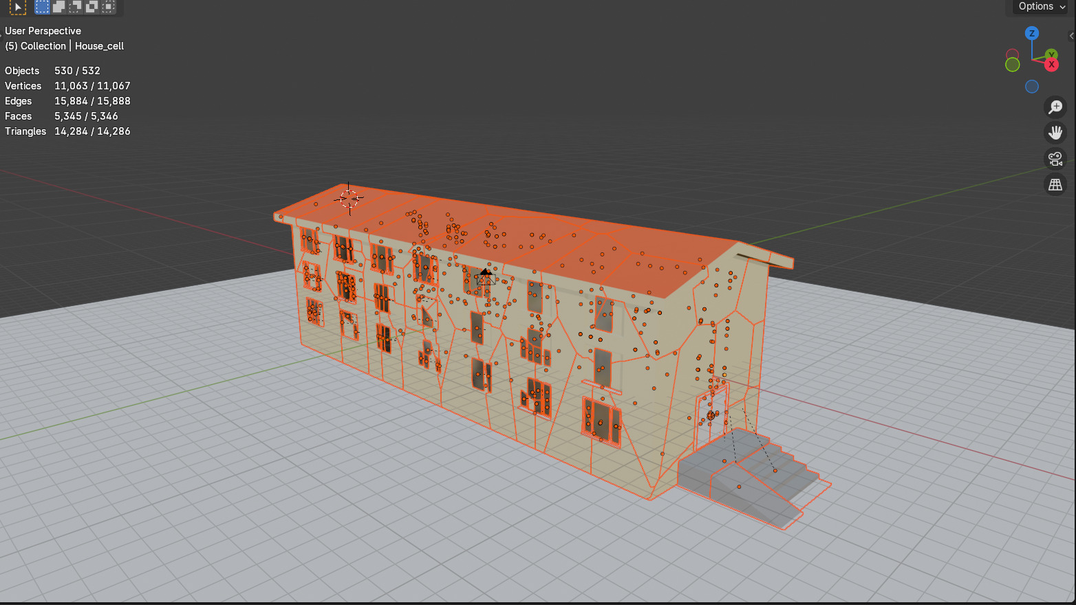 Destructible House With Separated Mesh Free low-poly 3D model_1