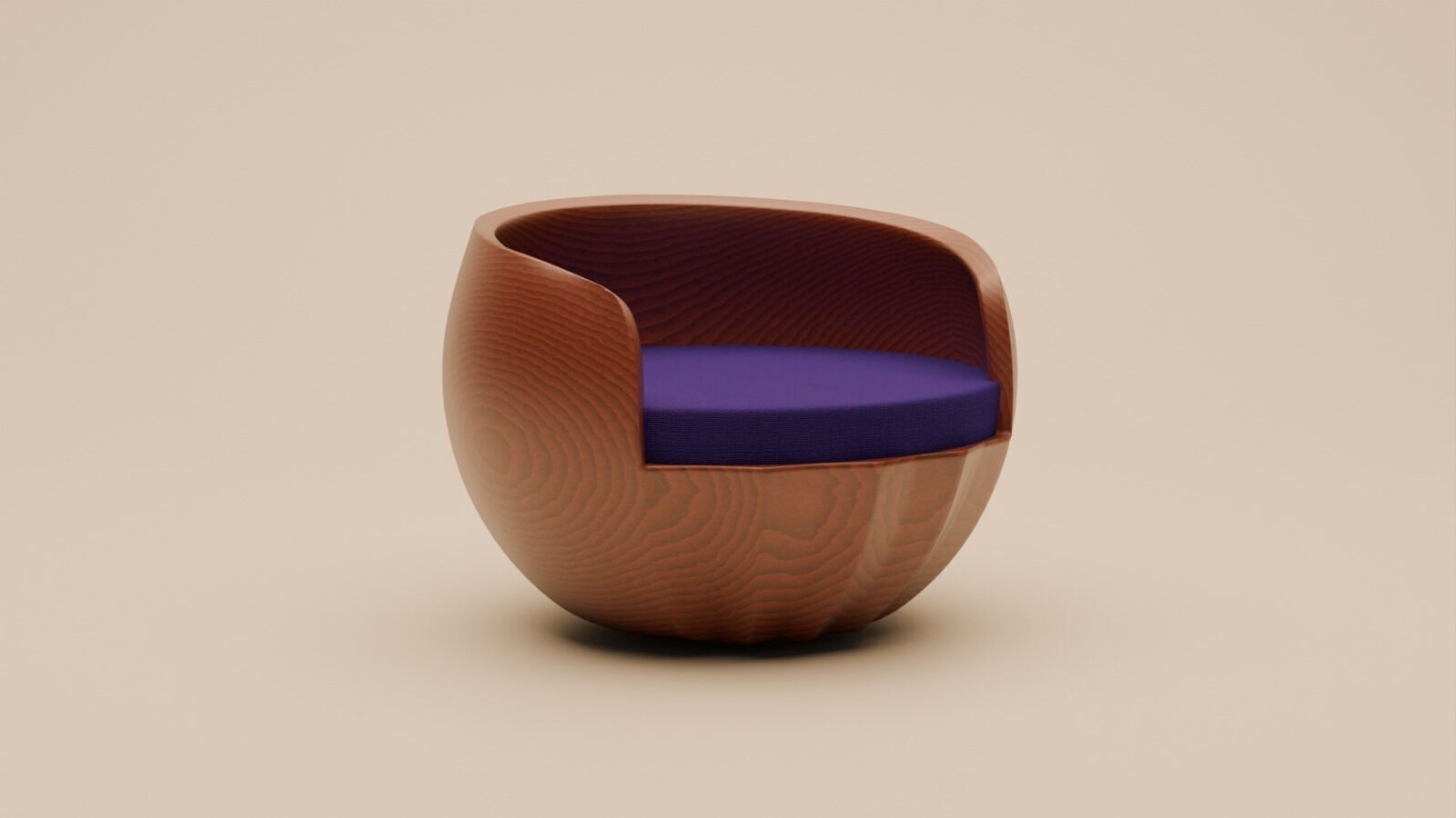 Round Solid Wood Lounge Chair Woodys 002 3D model