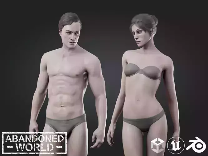 Base Humans - Man and Woman Low-poly 3D model Base Humans - Man and Woman Low-poly 3D model