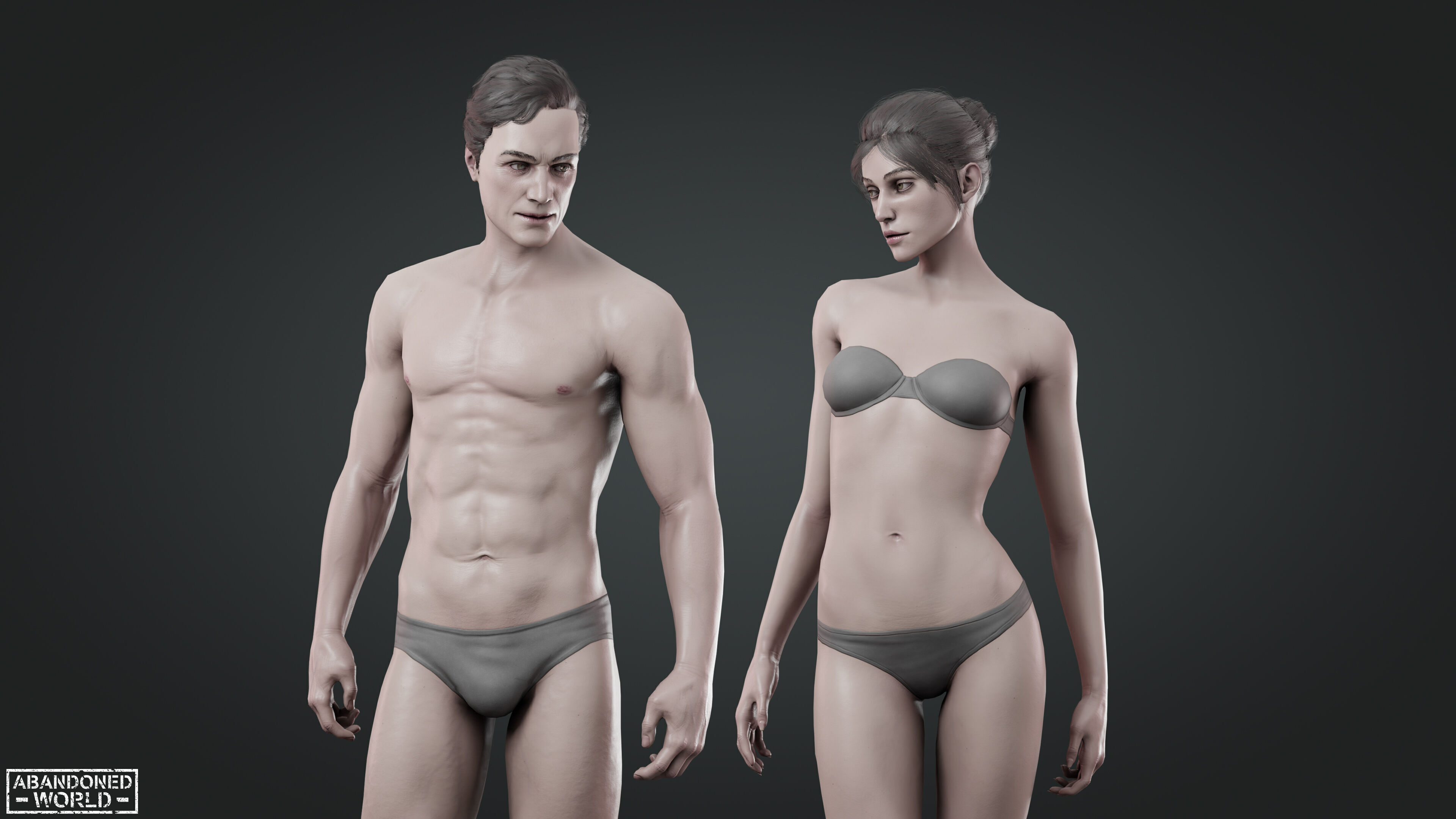 Base Humans - Man and Woman Low-poly 3D model_6