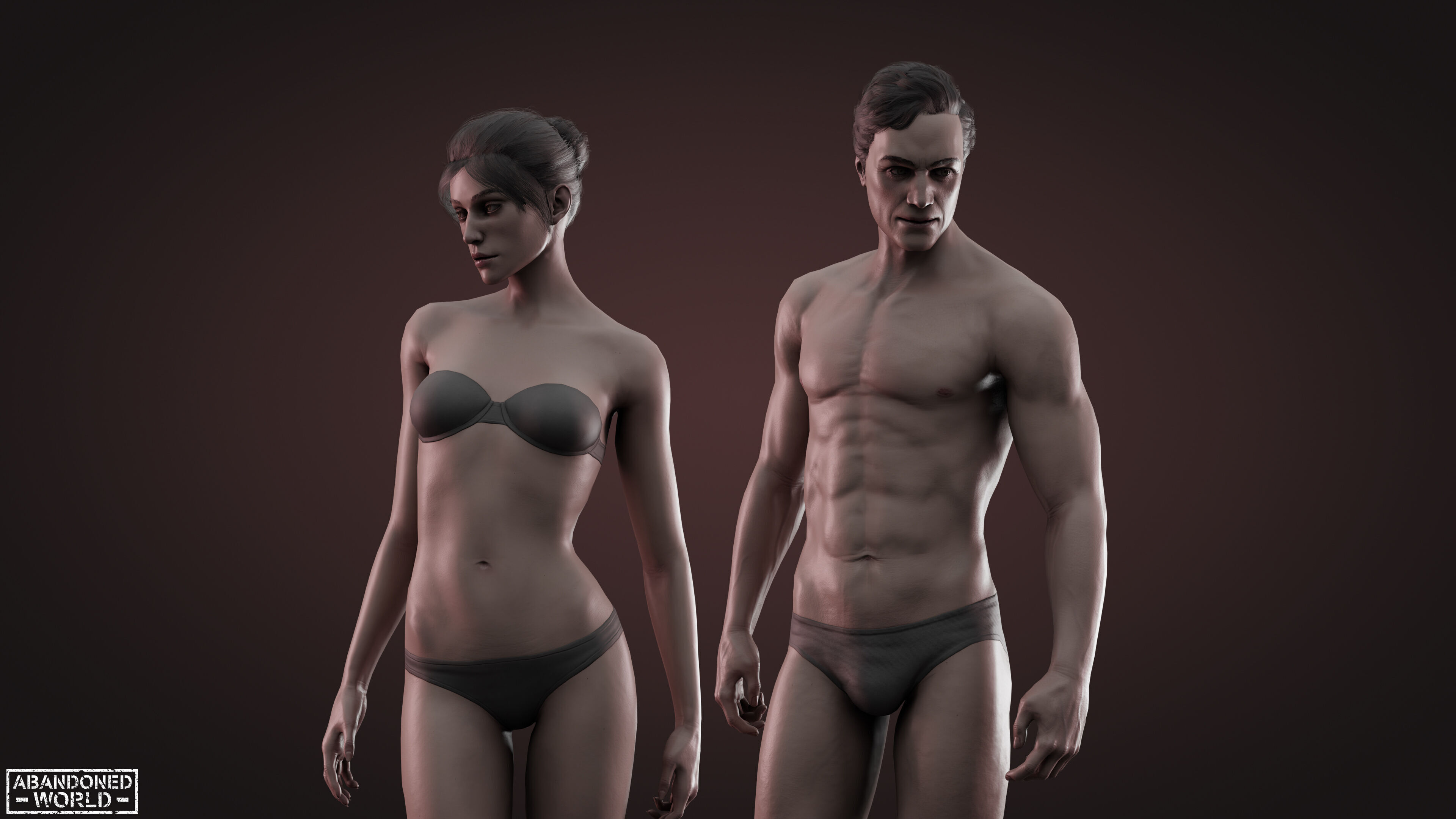 Base Humans - Man and Woman Low-poly 3D model_7