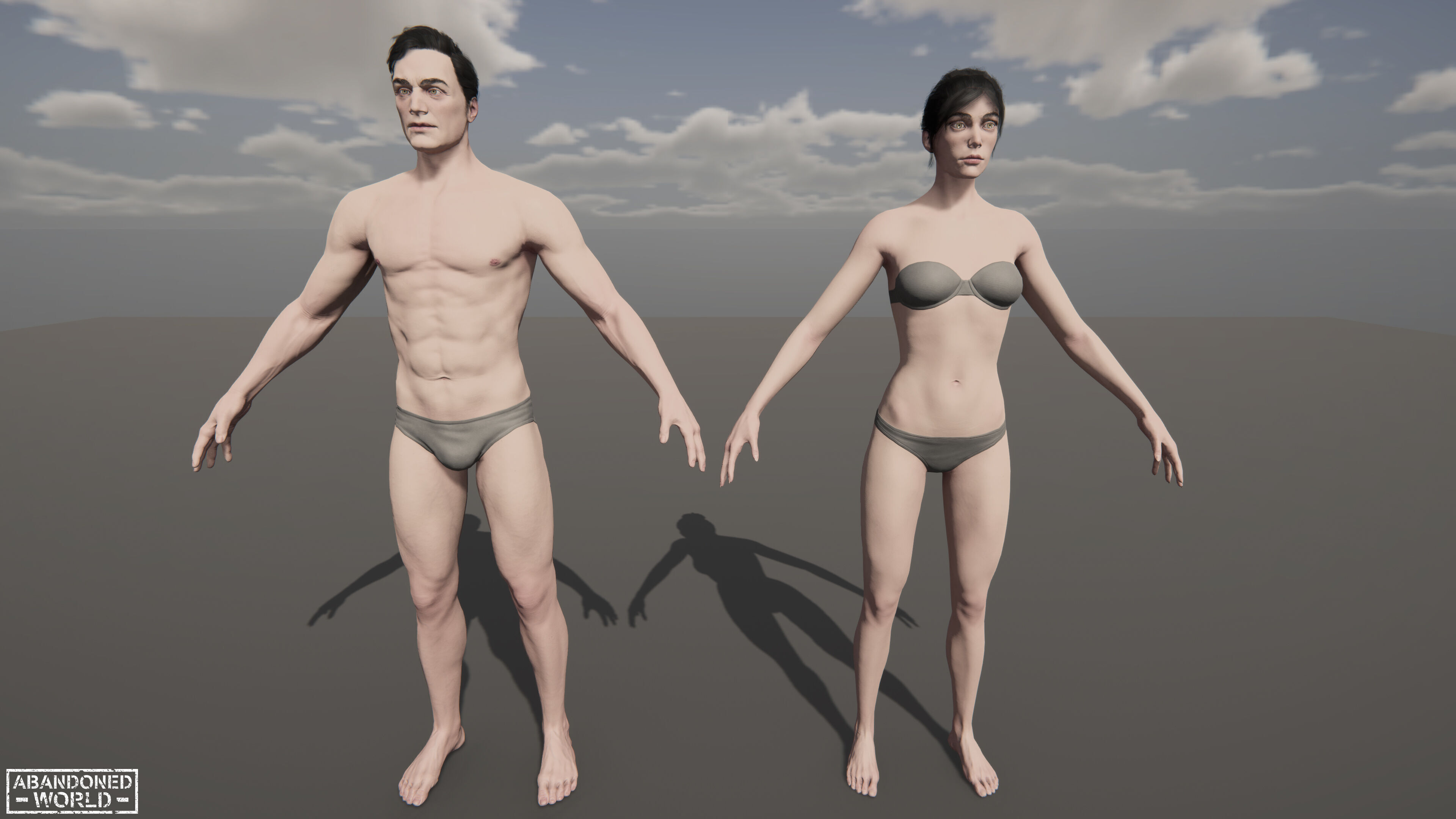 Base Humans - Man and Woman Low-poly 3D model_34