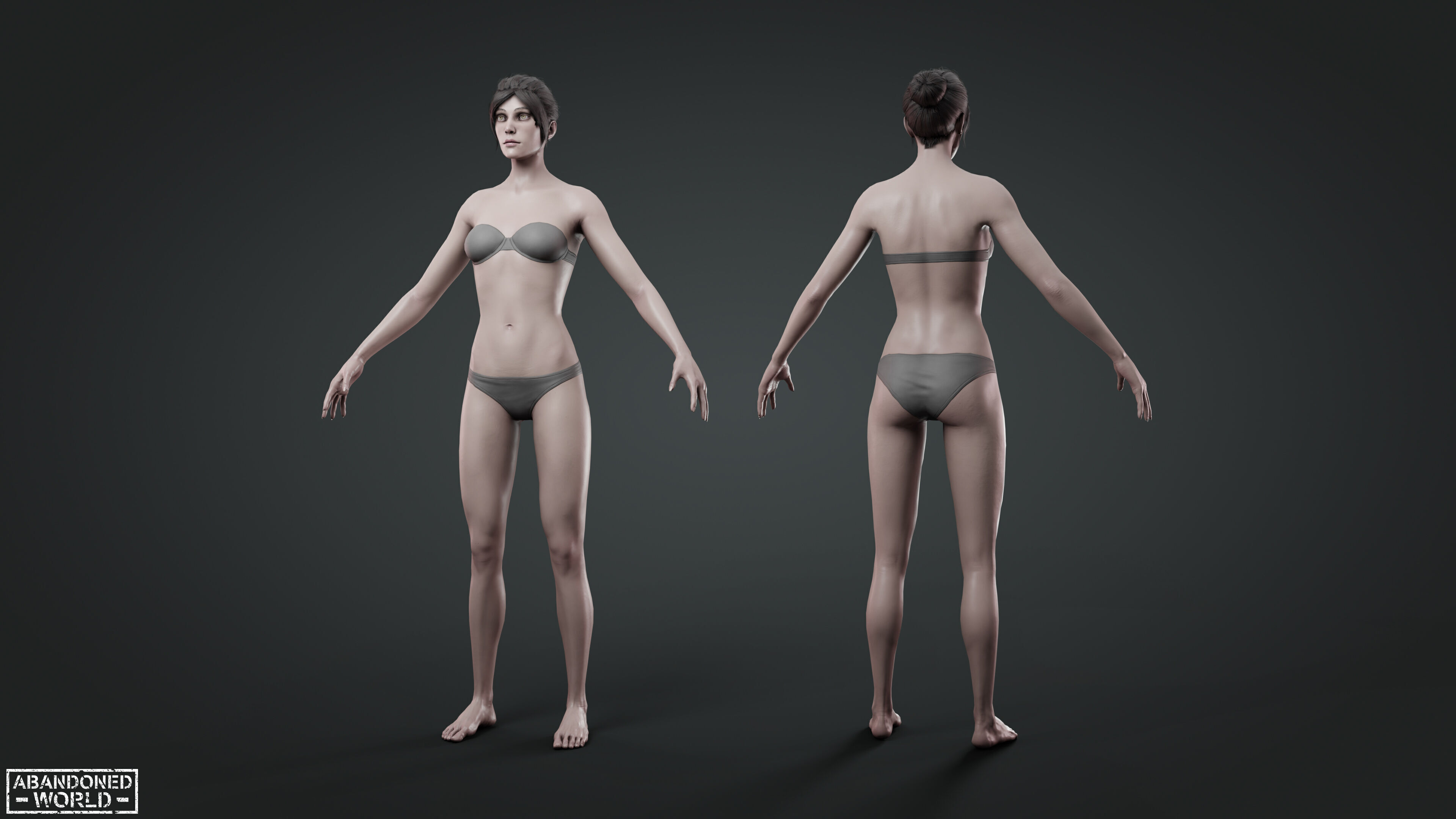 Base Humans - Man and Woman Low-poly 3D model_13