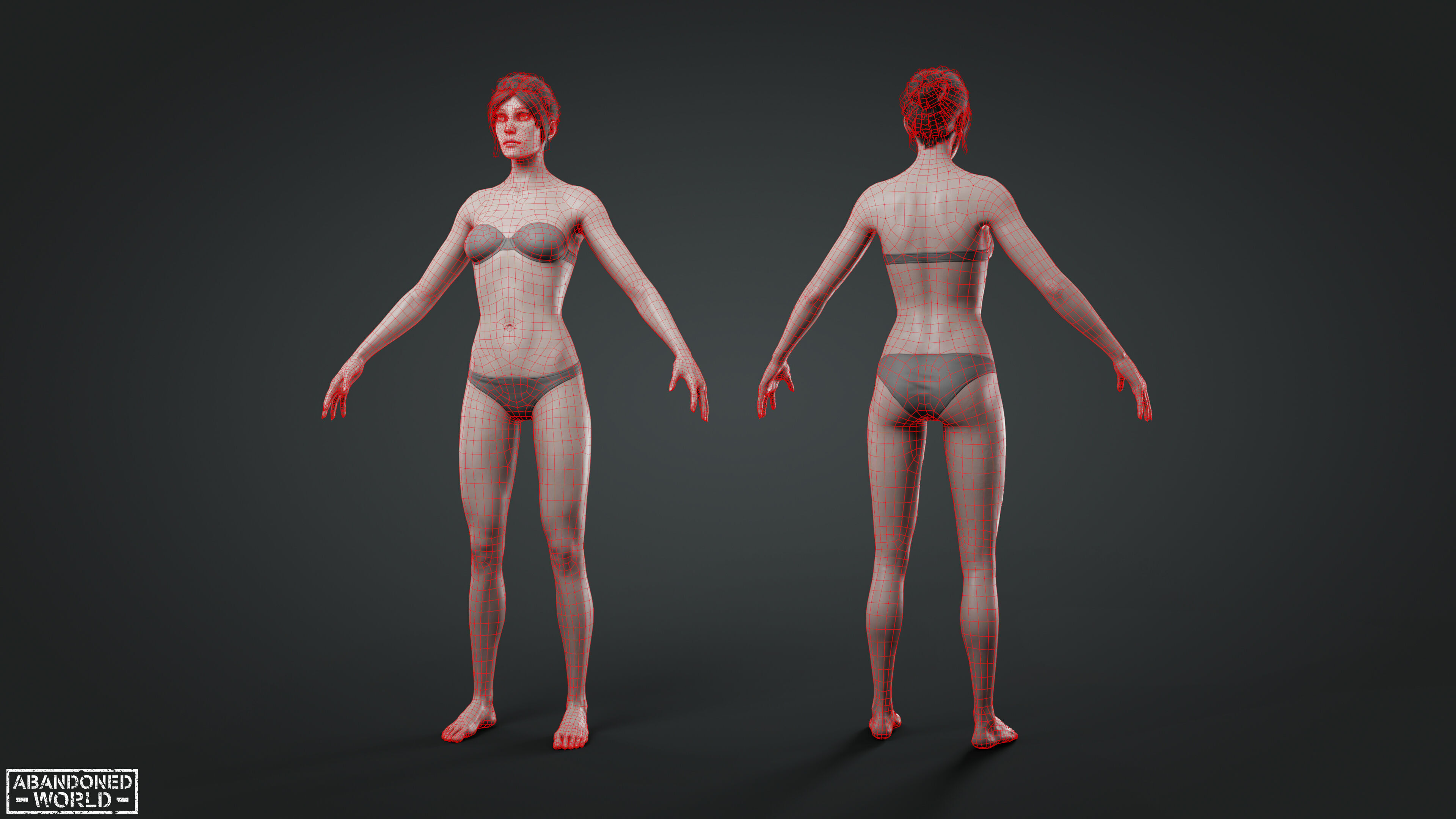 Base Humans - Man and Woman Low-poly 3D model_15