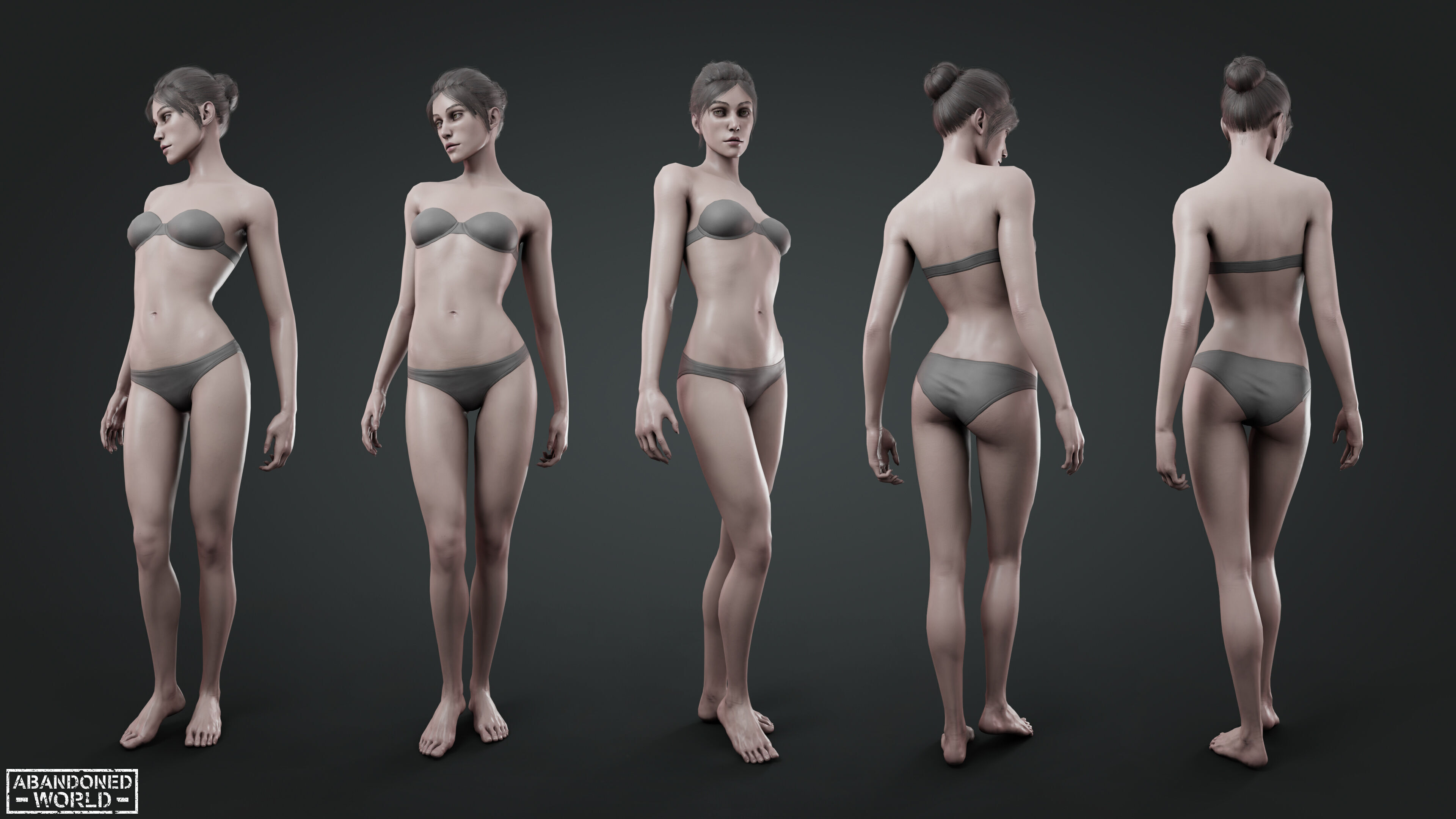 Base Humans - Man and Woman Low-poly 3D model_5
