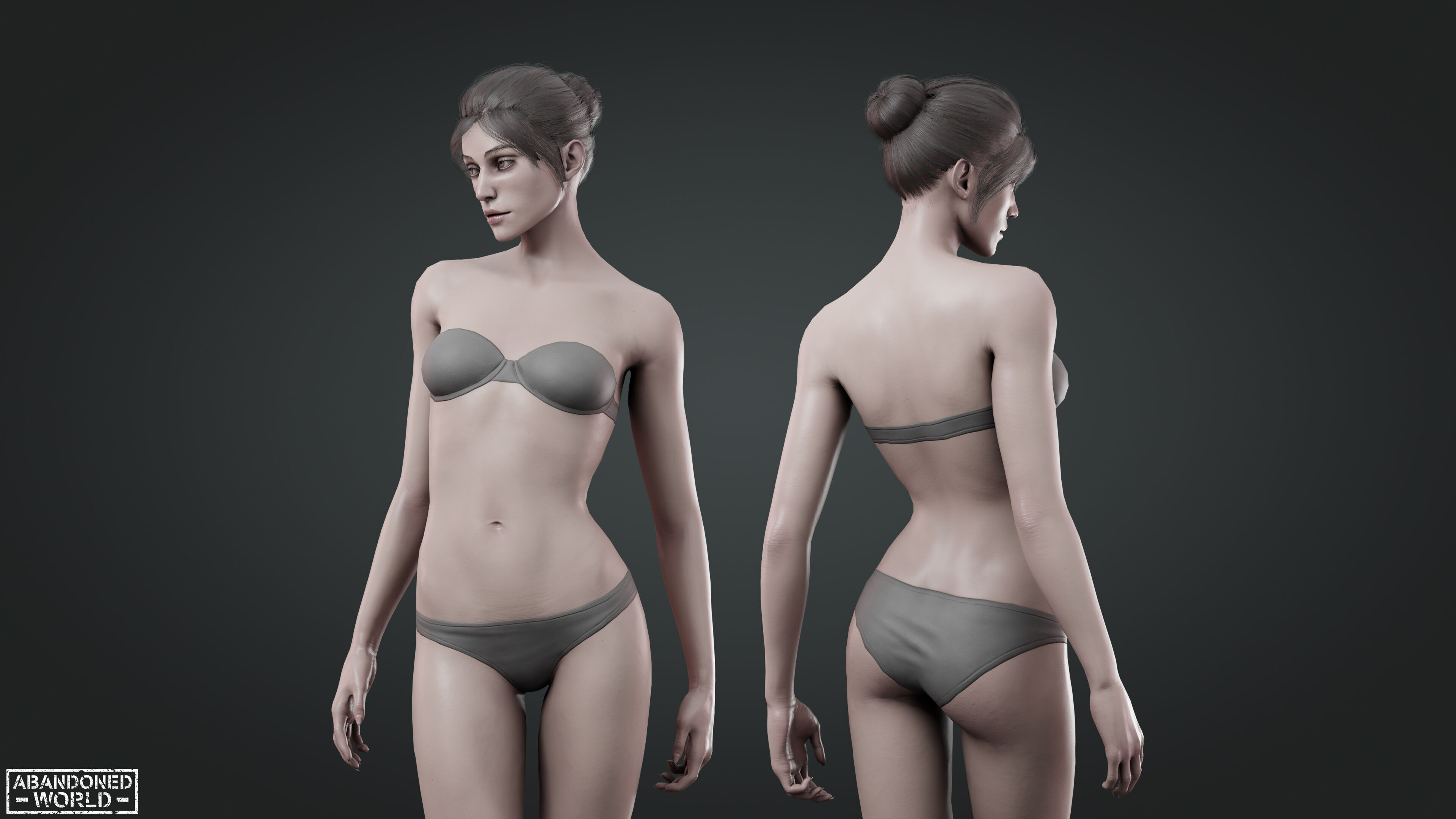 Base Humans - Man and Woman Low-poly 3D model_9