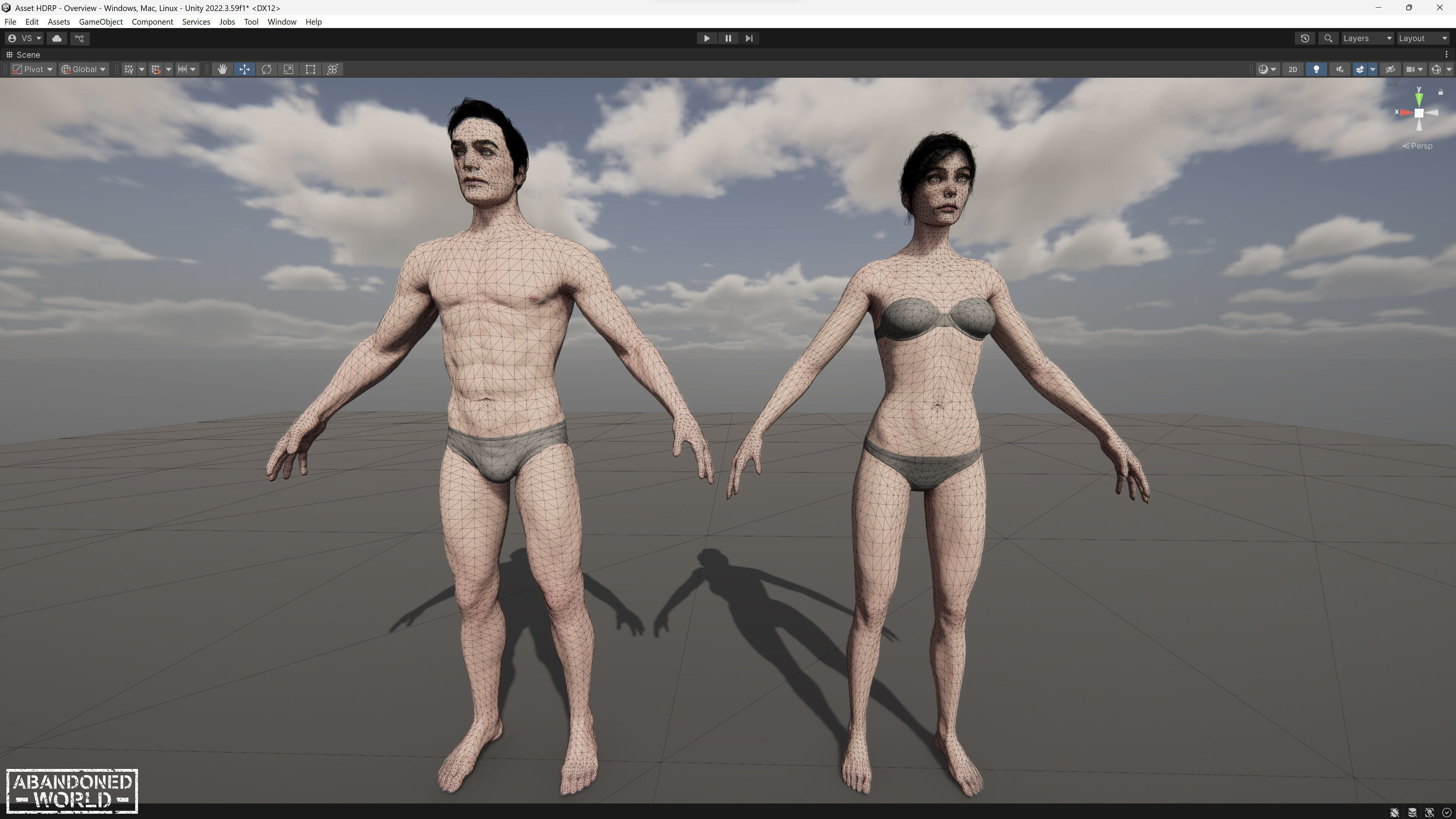 Base Humans - Man and Woman Low-poly 3D model_35