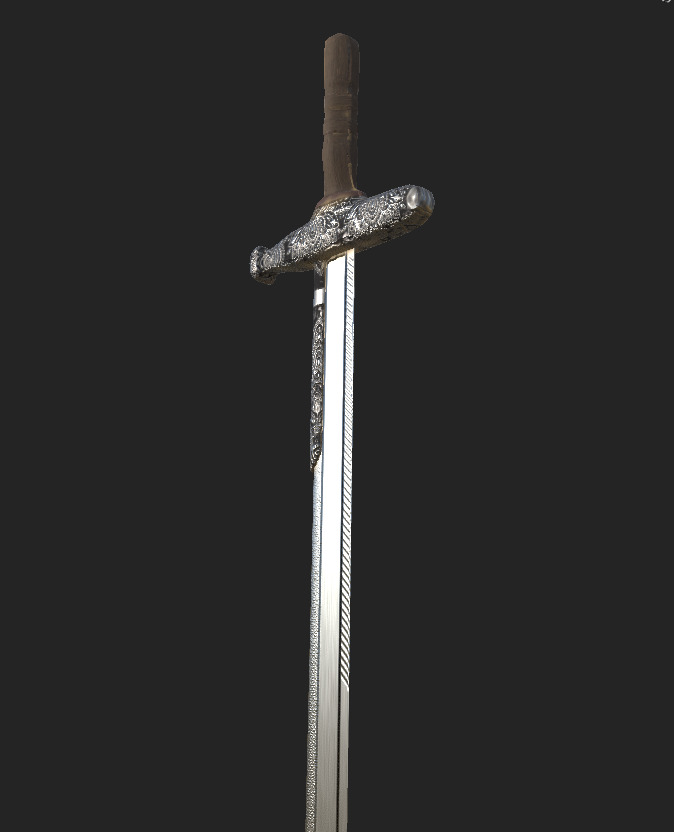 Indian Sword - Silver Low-poly 3D model_2