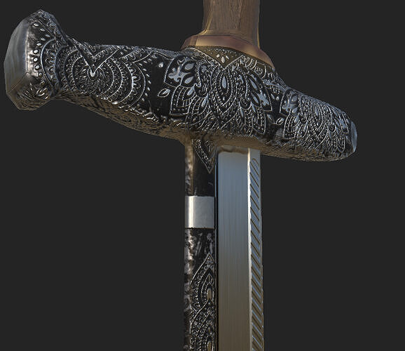 Indian Sword - Silver Low-poly 3D model