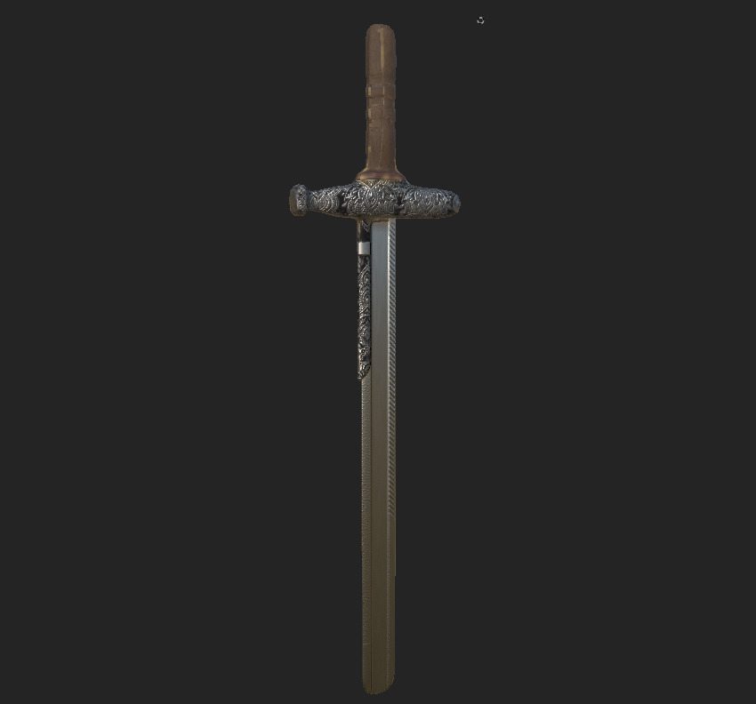 Indian Sword - Silver Low-poly 3D model_1