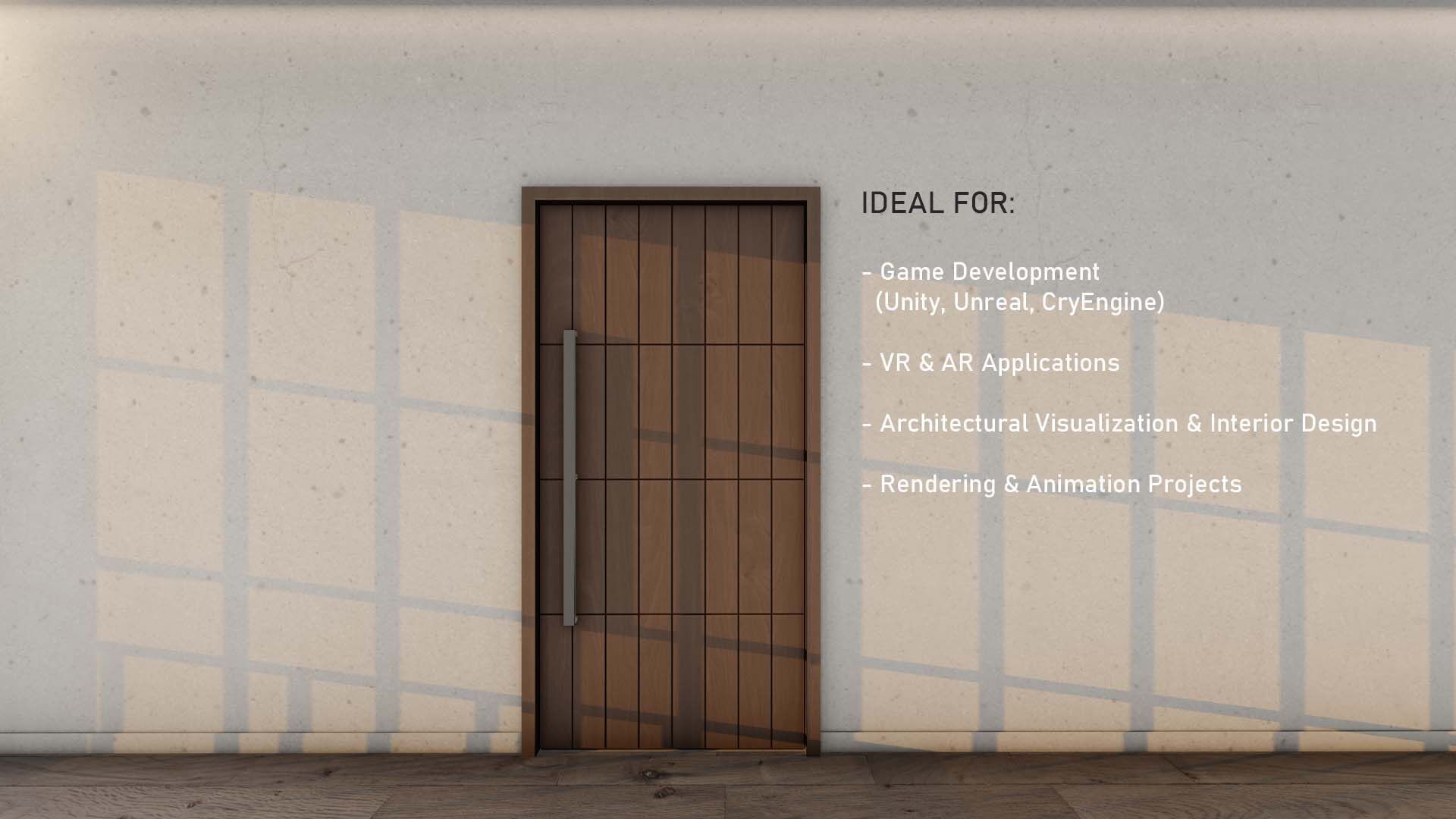 Oak wood door Low-Poly wooden Door  for luxury interiors Door 4 Low-poly 3D model_1