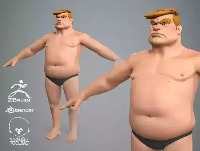 Cartoon male character Don base mesh