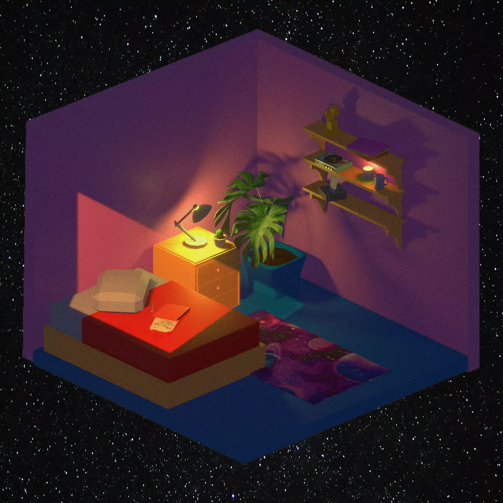 Isometric room Free low-poly 3D model