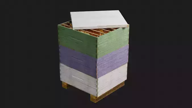 Stacked beehive with 4K Textures 3D model