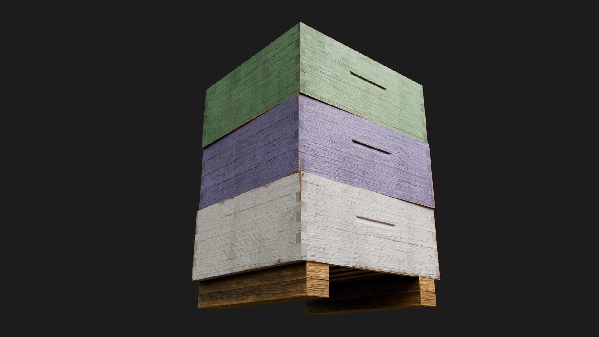 Stacked beehive with 4K Textures 3D model_9
