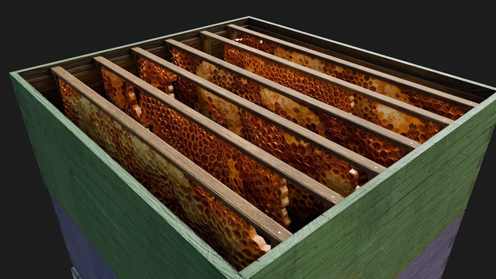 Stacked beehive with 4K Textures 3D model_8