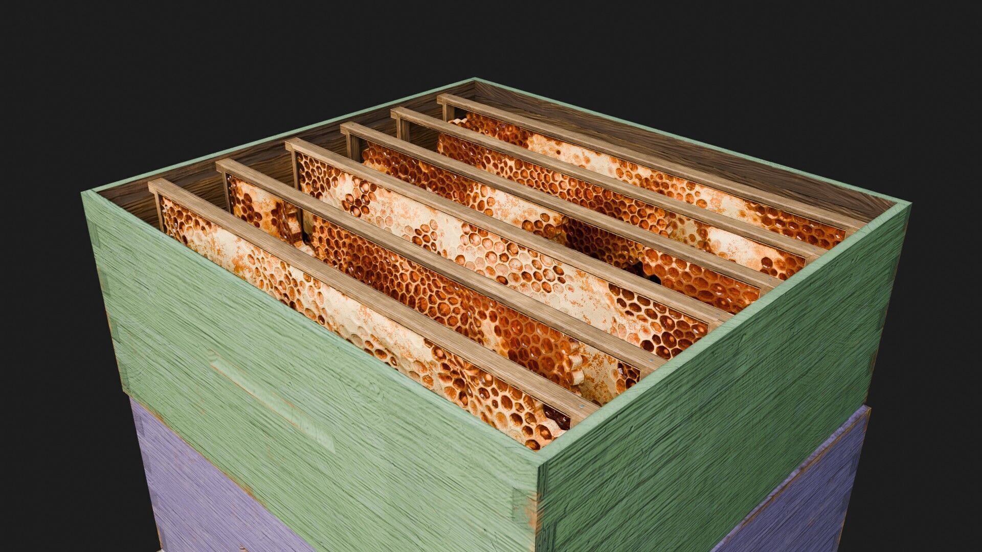 Stacked beehive with 4K Textures 3D model_6