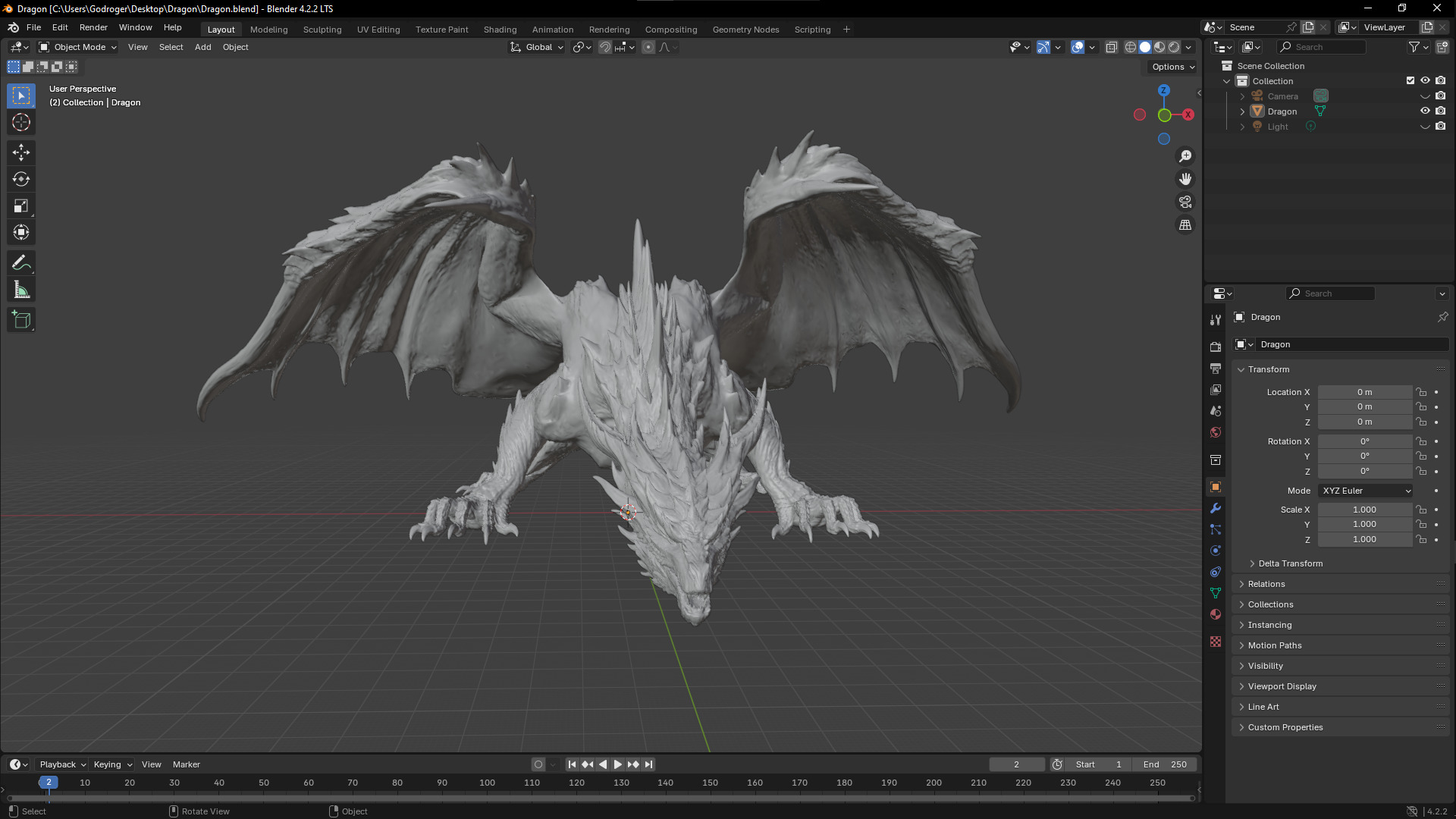 3D Dragon HighPoly Blender 3D print model_5