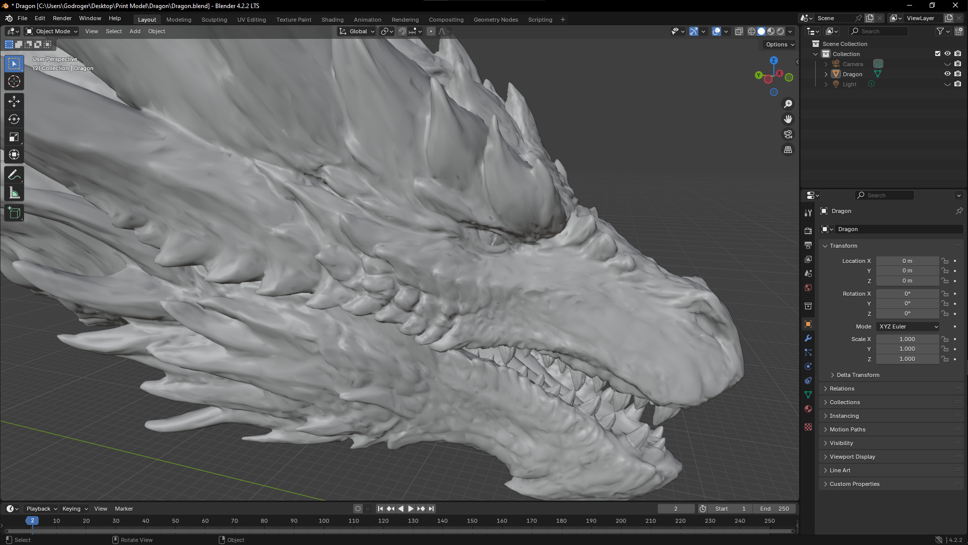 3D Dragon HighPoly Blender 3D print model_13