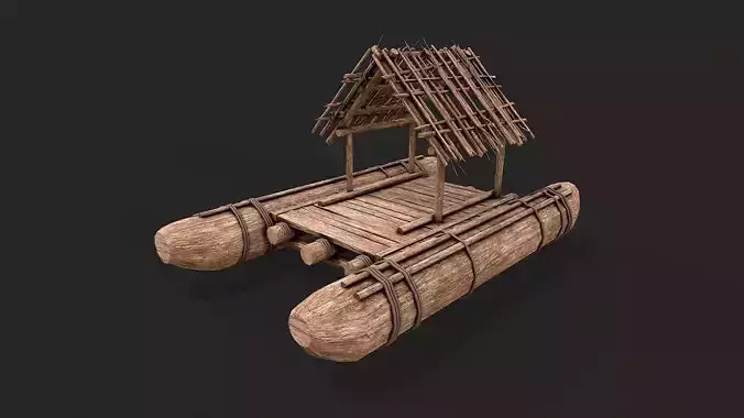 Primitive Wooden Raft Survival Boat Hut Shelter