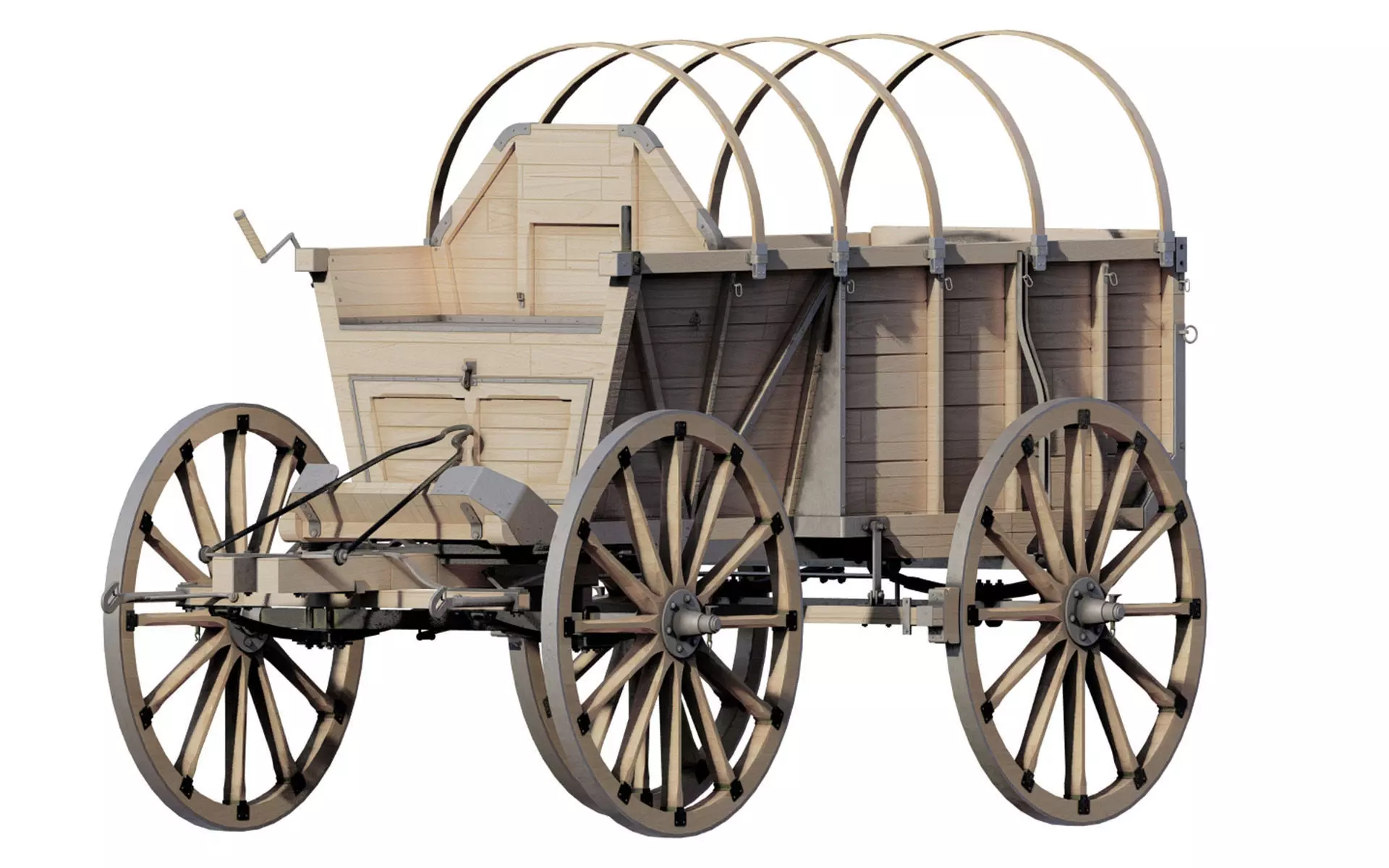 Light army field wagon 3D model_0