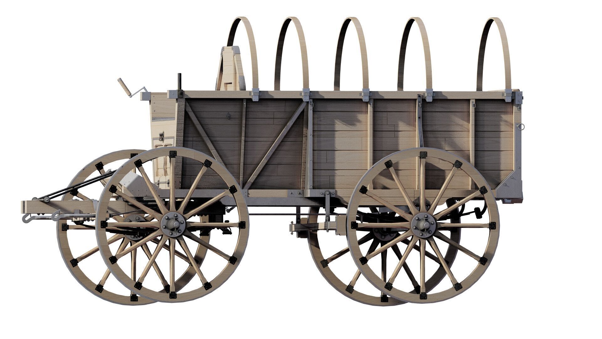 Light army field wagon 3D model_2
