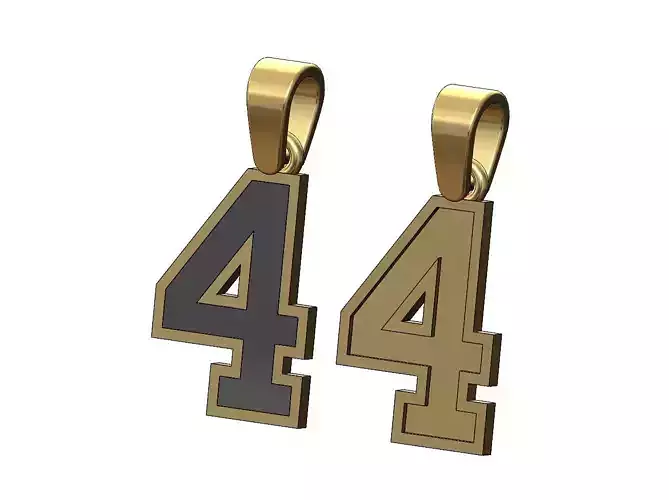 NBA font number 4 stepped enamel pendant charm with bail