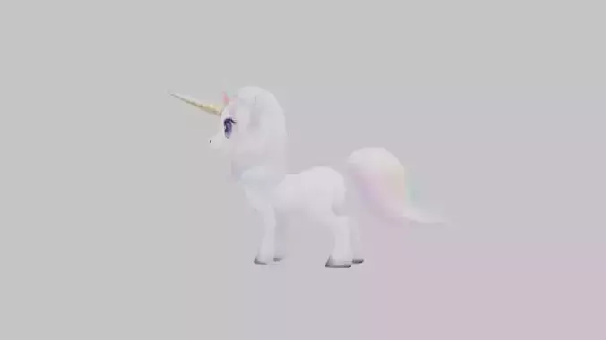 Cartoon Unicorn Anime Style 3D Model