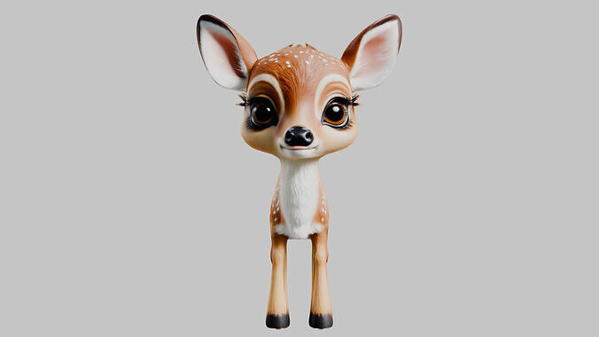 Realistic Bambi Baby Deer Fawn 3D Model Low-poly 3D model