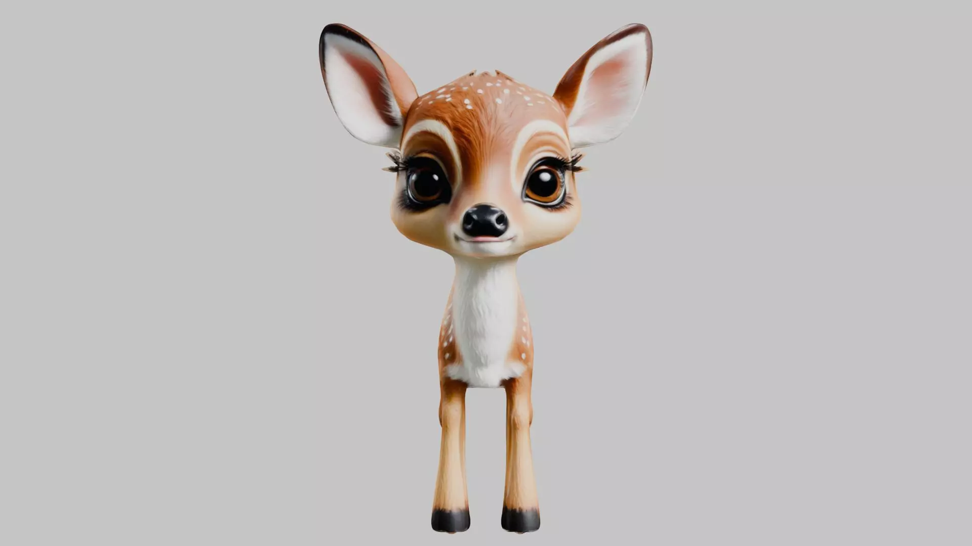 Realistic Bambi Baby Deer Fawn 3D Model Low-poly 3D model_0