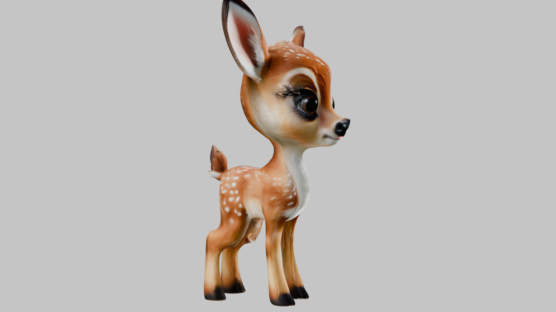 Realistic Bambi Baby Deer Fawn 3D Model Low-poly 3D model_10