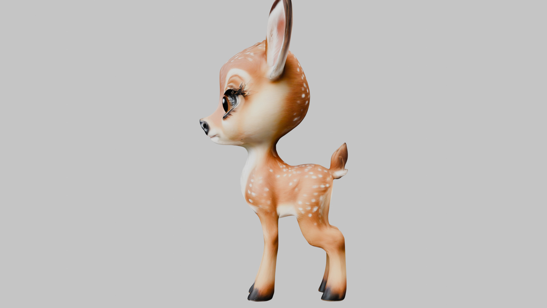 Realistic Bambi Baby Deer Fawn 3D Model Low-poly 3D model_4