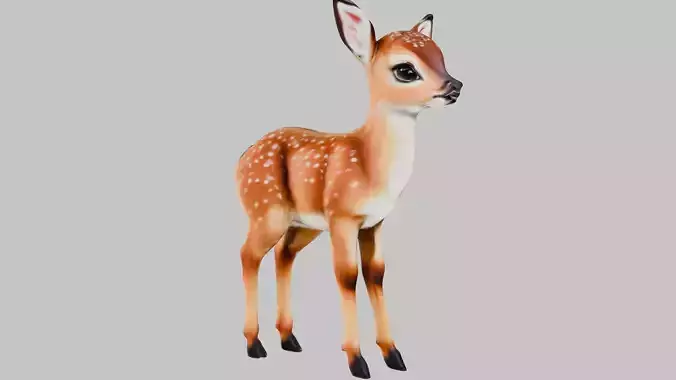 Realistic Deer Fawn 3D Model
