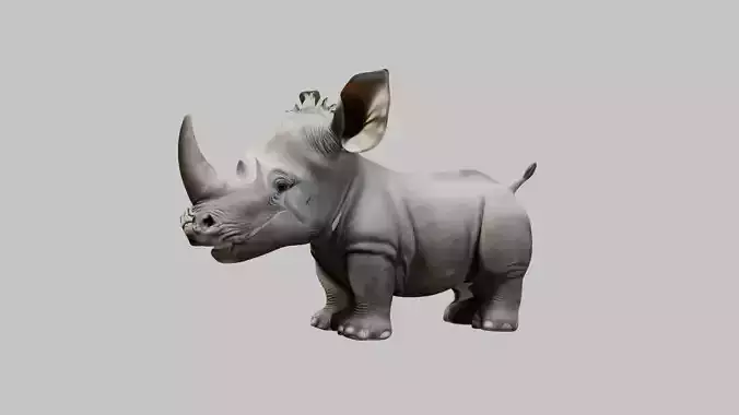 Realistic Baby Rhino 3D Model