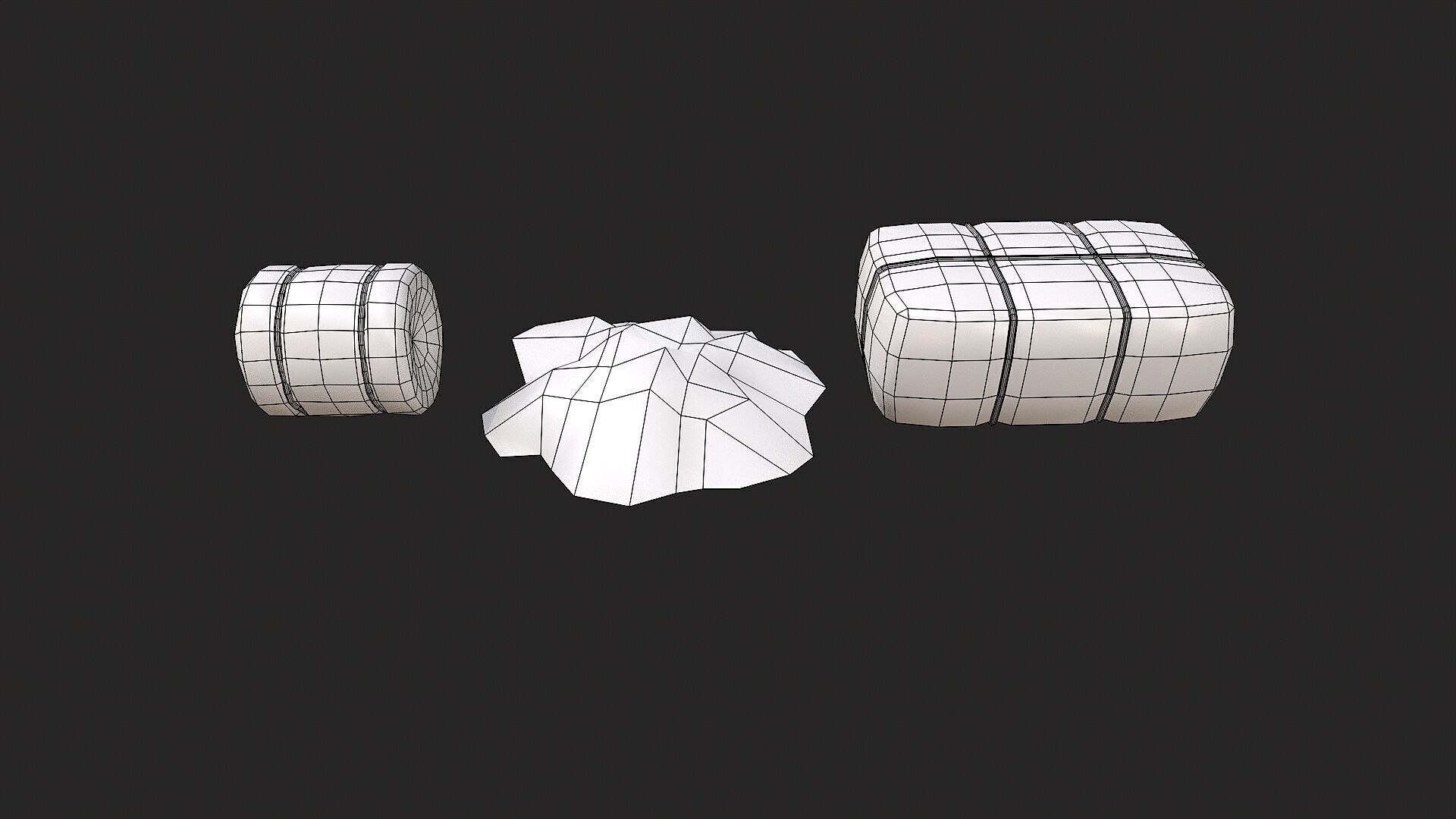 Old Village Hay Barn Hay and Haystack  PBR  Low-poly 3D model_14