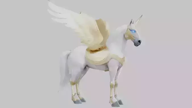 White Pegasus Horse 3D Model