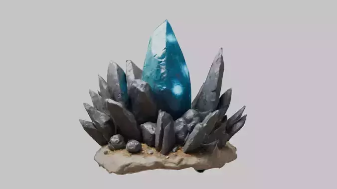 Realistic Mystical Crystal Formation 3D Model